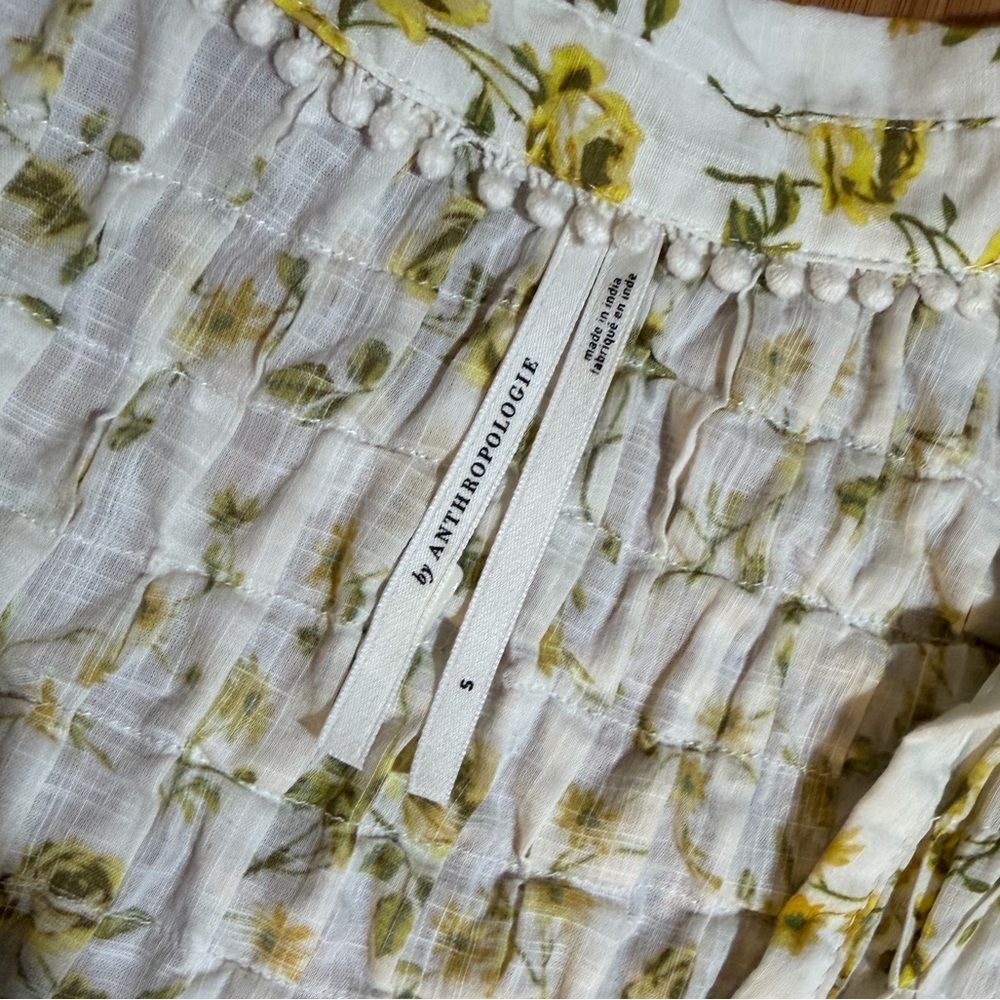 Anthropologie Ethereal Dainty Ditsy Floral Victorian Lace Cottage Blouse Size S - Picture 7 of 16
